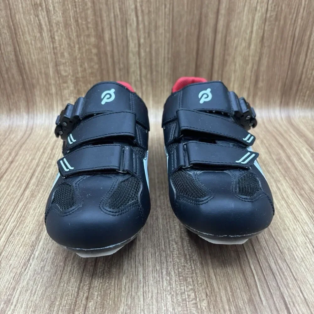 Peloton Cycling Women's Size‎ 7 EU 38 Black Red Leather Cleats Athletic Shoes